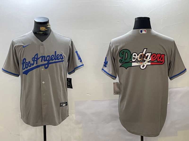 Mens Los Angeles Dodgers Blank Grey With los Cool Base Stitched Jerseys